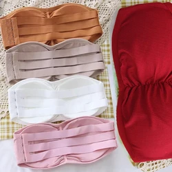 Women's Strapless Bra with Removable Pads Sexy Underwear Tube Top Girls Invisible One-piece Backless Lingerie Cropped Tanks