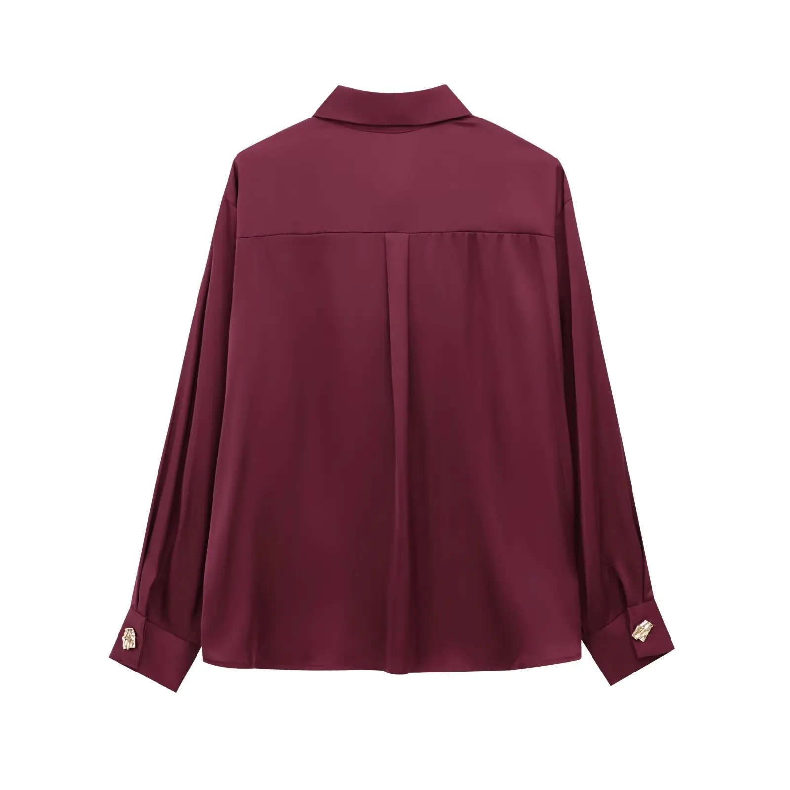 JNLEAOG Jesienna Nowa Kolekcja Damska, Złote Guziki, Jedwabista Tekstura Satyny, Luźny Krój, Długi Rękaw, Włókno Poliestrowe Odporne na...