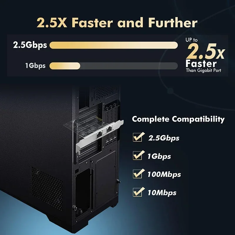 Dual Port 2.5Gbps PCIe server Card 2 port 10/100/1000M/2.5G RJ45 Ethernet Network Adapter Card with Realtek/RT8125B