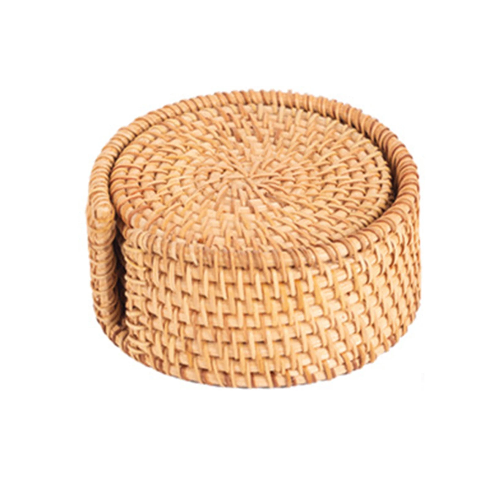 Handcrafted Rattan Coasters Set Golden Color Diameter 8/10/13/16/18/20cm Perfect Addition to Your Table Setting