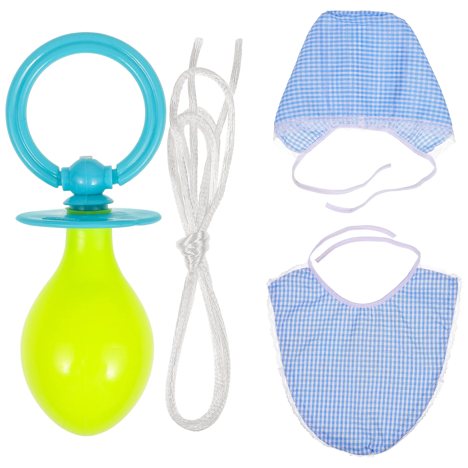 3 Pcs Funny Adults Cosplay Baby Pacifier Bib Hat Set Party Funny Props Baby Kids Accessories Kit (Blue)