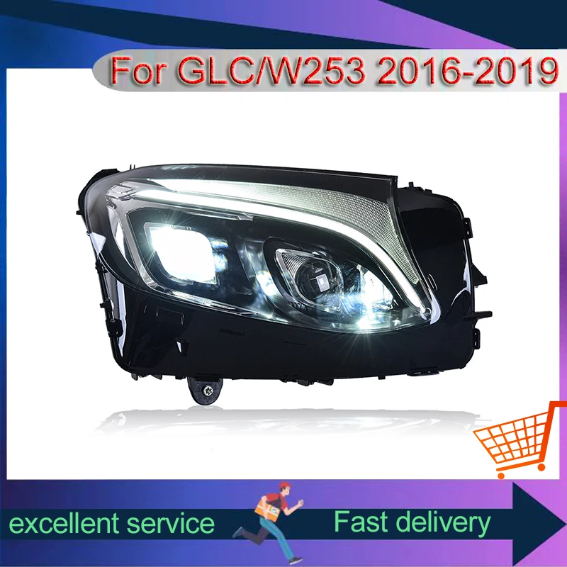Auto Styling Headlight For Benz GLC W253 2016-2019 Assembly High Configuration LED DRL Dual Lens Front Lamp Car Accessories