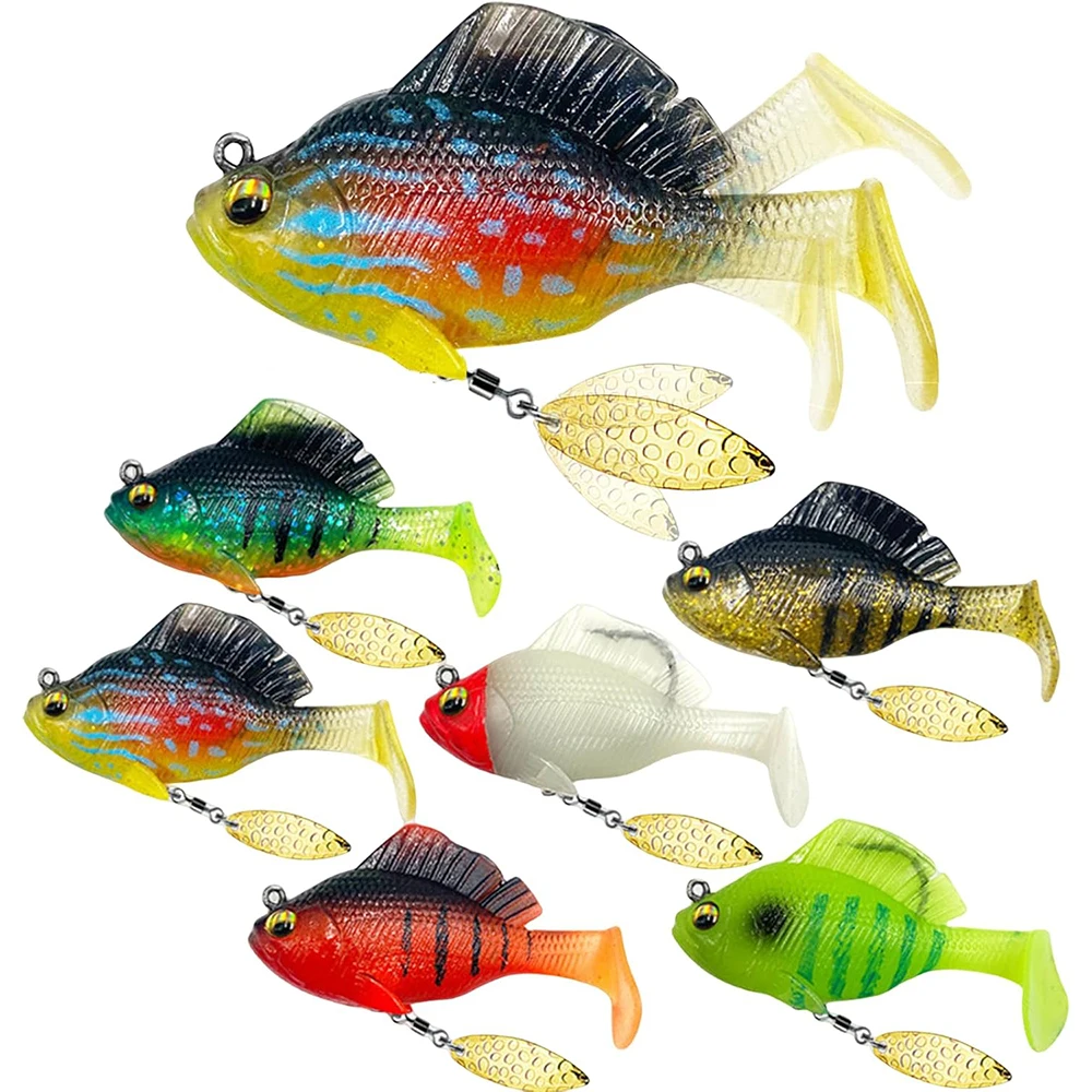 Vormontierte Jig-Kopf-weiche Angelköder, Paddel-Schwanz-Swimbaits, Spinnerblätter für Barsche, versteckter Haken, Angelköder, Süßwasser