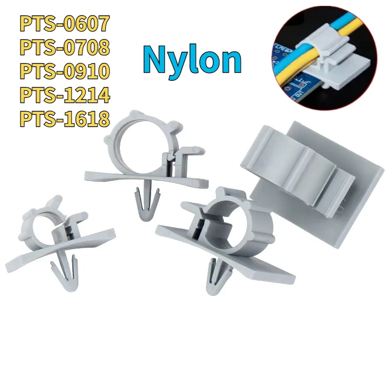 Grey Nylon Plug-in Cable Organizer Clips Adjustable Ties Mounts Holder Cord Management For Car PC TV Charging Winder PTS