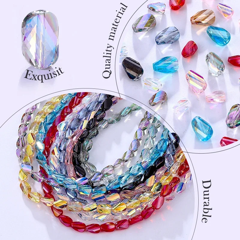 2 Sizes Faceted Glass Twisted Beads AB Color Craft Loose Spacer Beads for DIY Jewelry Bracelet Necklace Earring Making Crafting