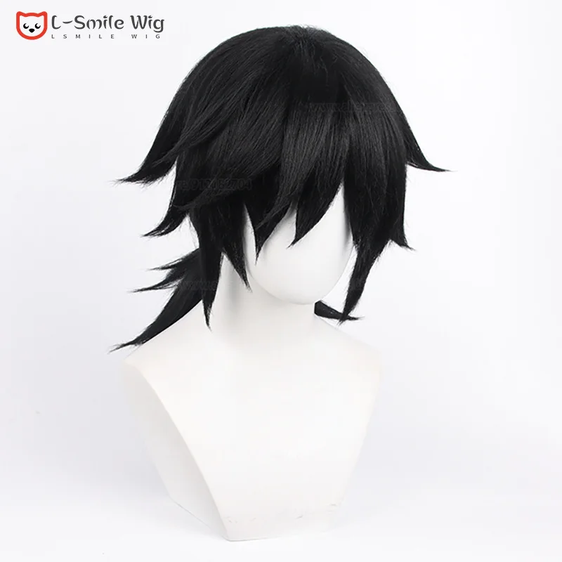 Anime Tomioka Giyuu Cosplay Perücke 60cm schwarz Tomioka Giyuu Cosplay Anime Perücken hitze beständige Kunst haar Party Perücken Perücke Kappe