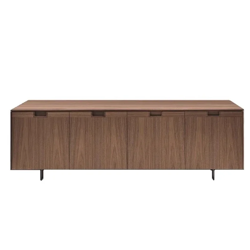 

Italian light luxury high-end walnut TV cabinet marble countertop bedroom low cabinet model room villa long cabinet