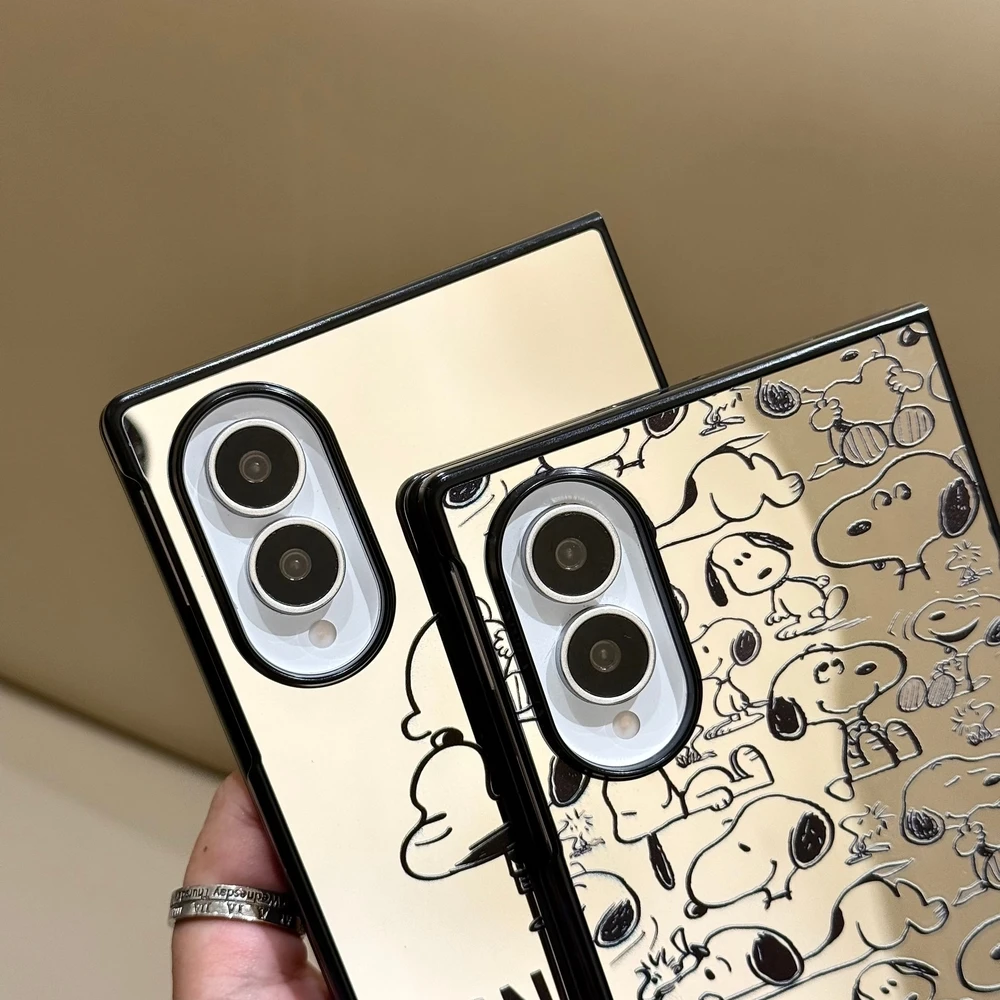 Cute Cartoon Peanuts Snoopy Charlie Brown Mirror Phone Case For Samsung Galaxy Z Fold 8 Hard PC Back Cover For Z Fold 7 6 5 Case - view 5