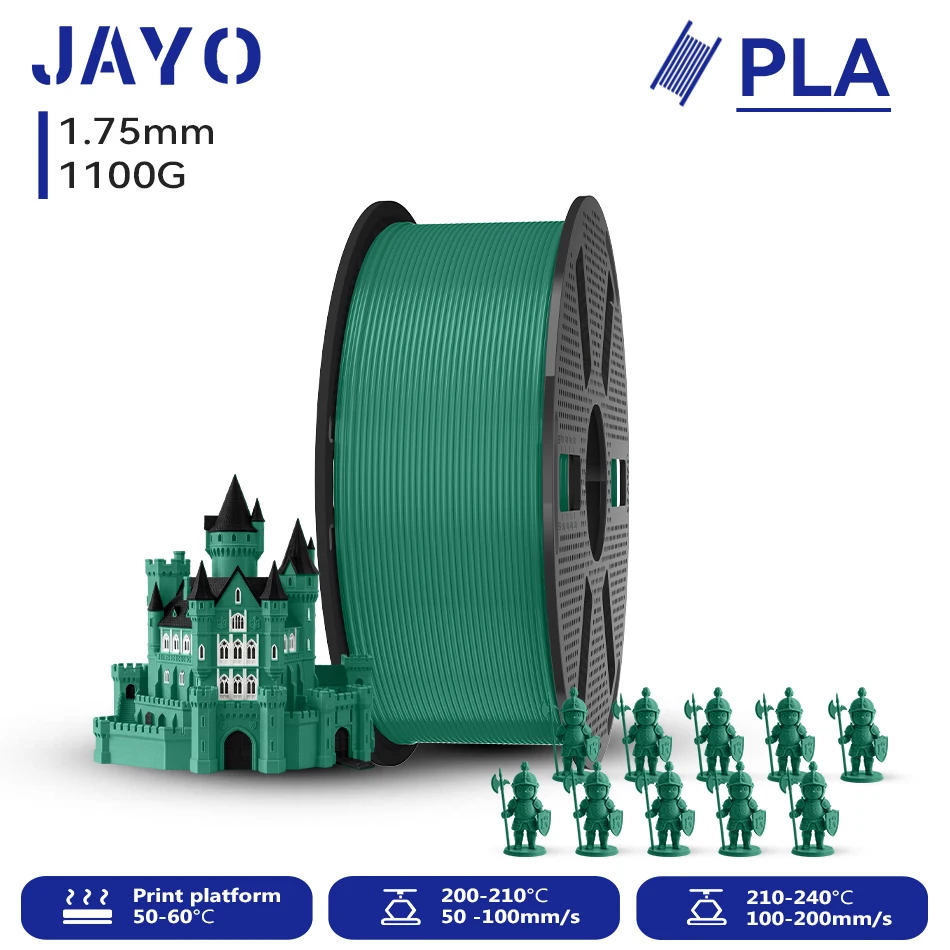 JAYO 1100G 3D PLA Druckerfilament 1,75mm Ungiftig & Blasenfrei PLA-Kunststoff als 3D-Druckfilament für 99% der 3D FDM Drucker & Stifte 1,1KG/Rolle