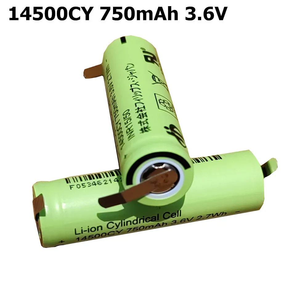 

14500CY for Sanyo UR14500AC Li-ion Battery with Nickel Plate 3.6V 750mAh for Braun Oral B Toothbrush Shavers Repair Replacement