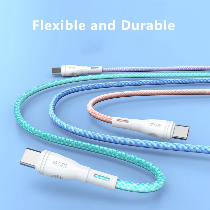 Cable USB tipo C 6A 120W, carga rápida PD, Cable de silicona, para Xiaomi, Redmi, Huawei, Samsung, OnePlus