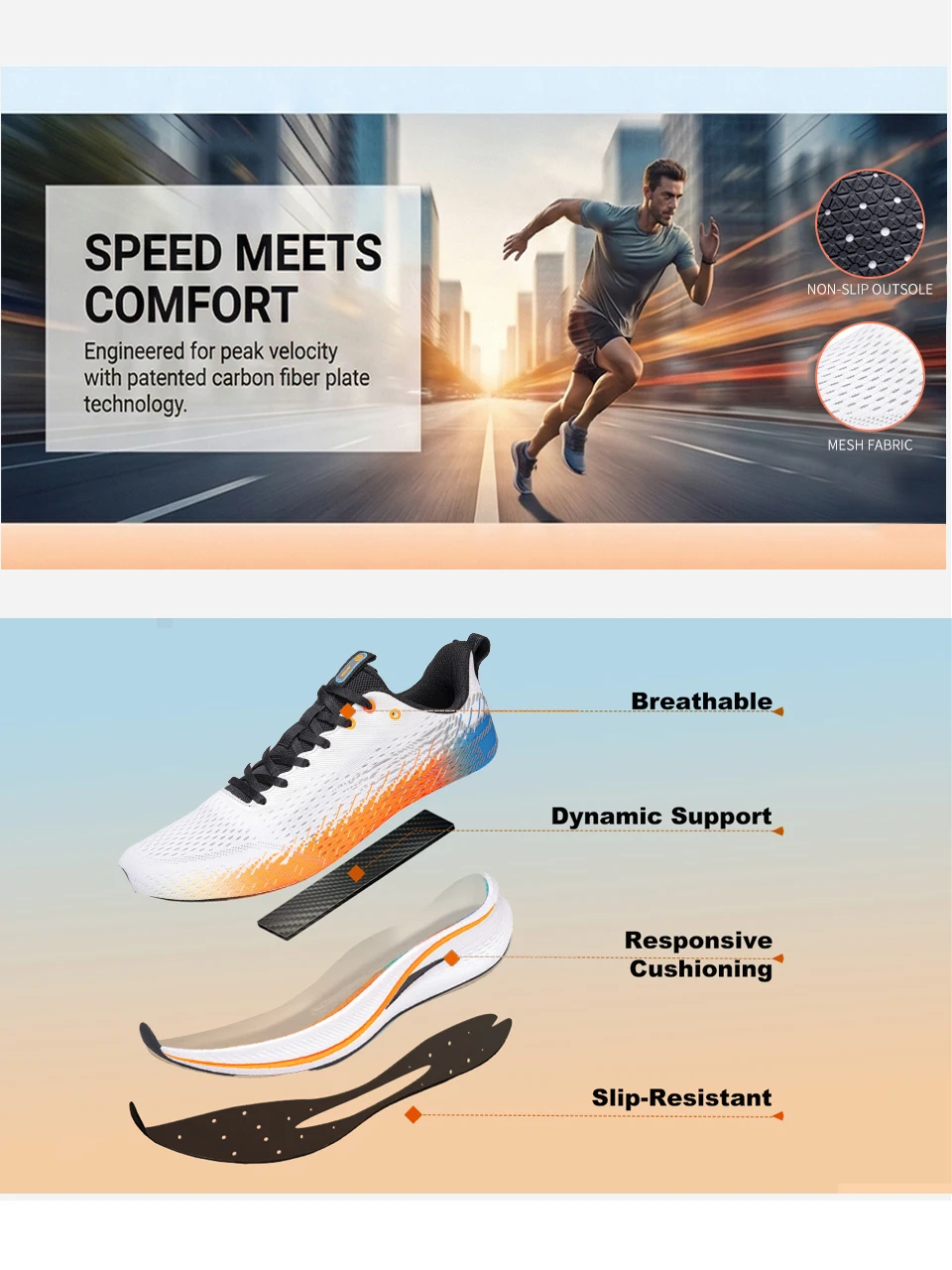 Baasploa Männer Jogging Sport Schuhe Carbon Platte Professionelle Dämpfung Turnschuhe Männlichen Outdoor Atmungsaktive Rutschfeste Laufschuhe – Detail 6