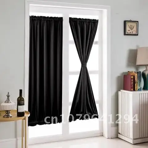 

1 Panel Blackout French Door Curtain Soft Fabric Rod Pocket Door Curtain for Window Drapery Including Bonus Adjustable Tieback