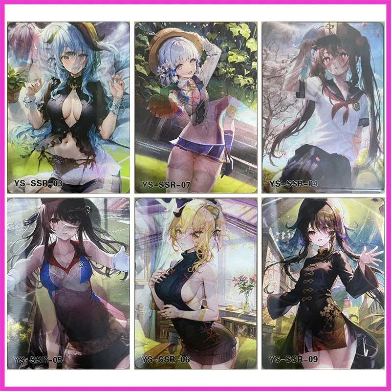 Goddess Story Rare SSR 3D Refraction Collecemballages Card, Anime Ganyu Kamisato Ayaka Hu Tao Lumine Toys for Boys, Birthday Present