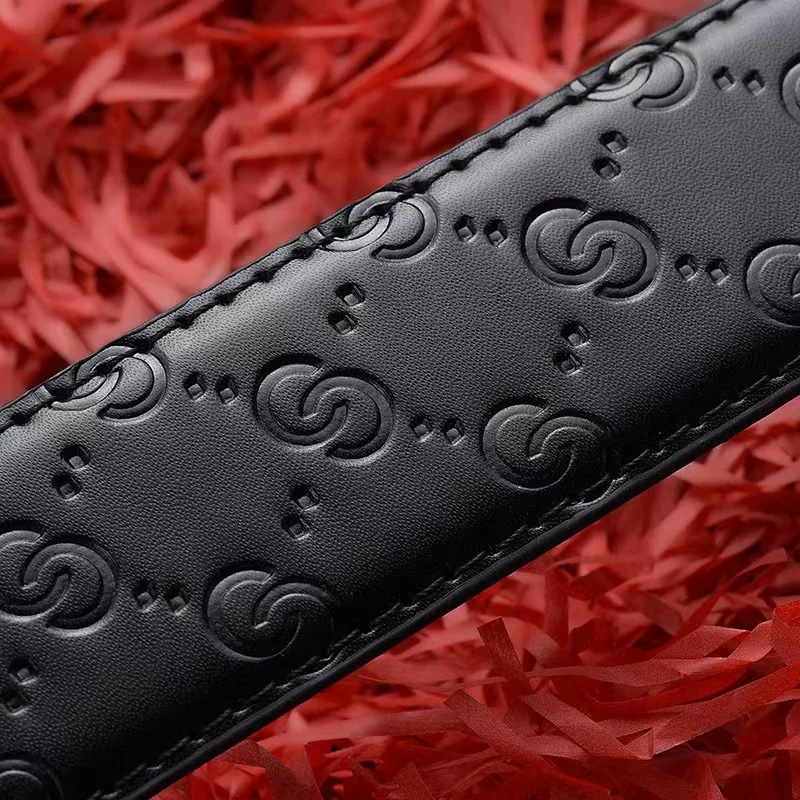 Men's Double G Belt No Buckle 3.5cm Width Brand High Quality Belts PU Leather Automatic Buckle Belt Body Straps for Jeans image 6