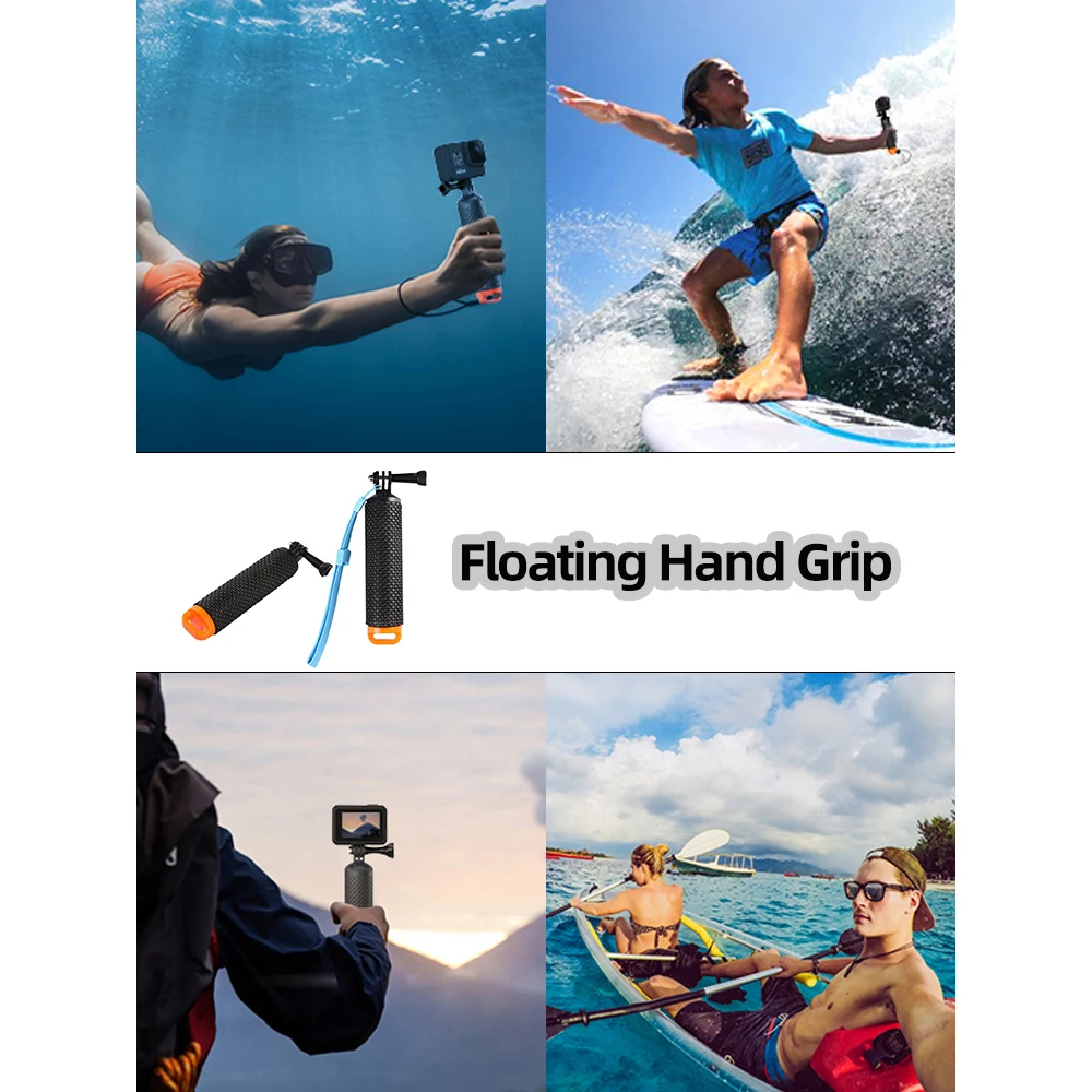 For GoPro Floating Hand Grip Waterproof Handle Selfie Stick For GoPro Hero 13 12 11 10 9 8 7 6 5 4 Insta360 X4 X3 DJI Action 4 3