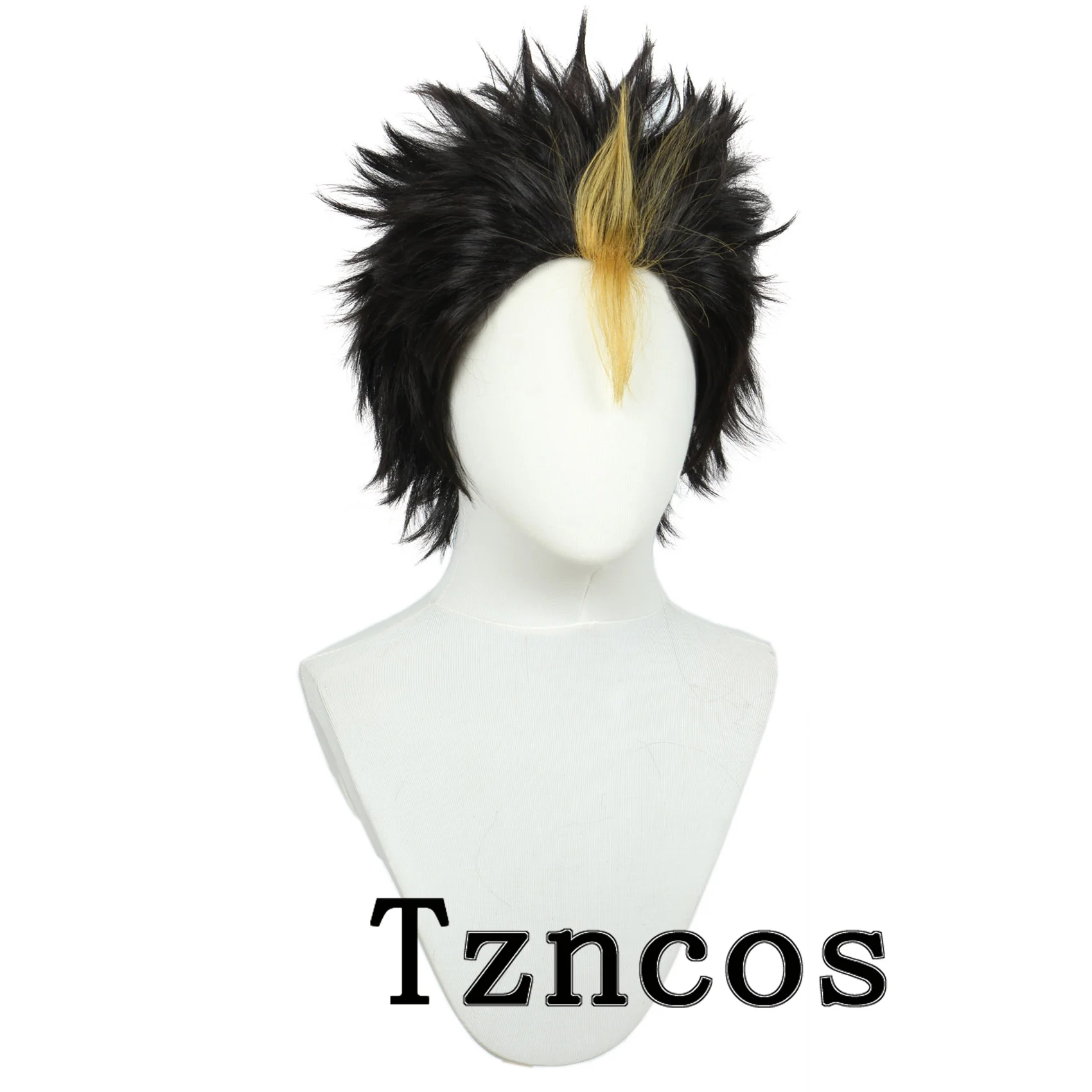 

Tzncos Short Black Blonde Anime Cosplay Wigs For Halloween Anime Cosplay Wigs