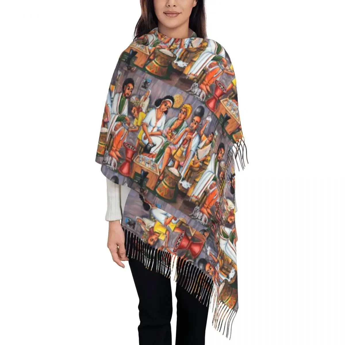 Custom Print Ethiopian Coffee Ceremony Scarf Men Women Winter Warm Scarves Shawl Wrap