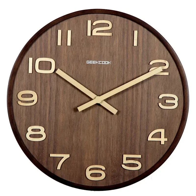 14 Inch Wall Clock Simple Bamboo Watch Living Room Study Time Bar Wall Clocks Modern Design Home Bedroom Decor