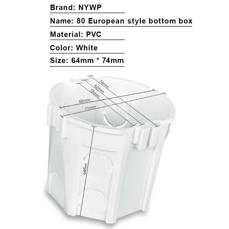 NYWP EU Standard, Wall Round Mounting Box, Internal Cassette, Wiring Box, White Back Box For EU Switch and Socket