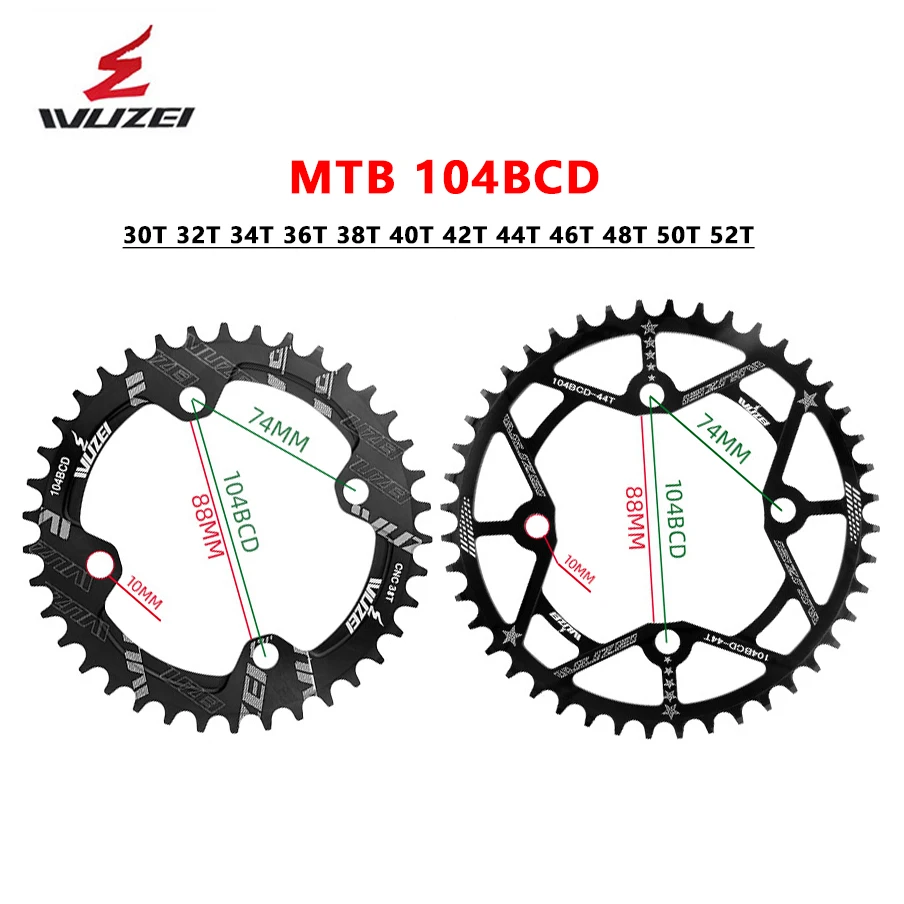 WUZEI-Single Speed Chain Wheel,Positive and Negative Tooth Disc,MTB Disc,30T,32T,34T,36T,38T,40T,42T,44T,46T,48T,50T,52T