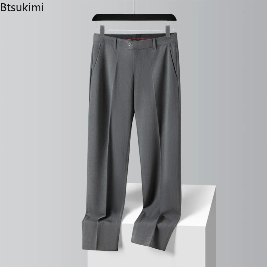 

2026 New Men's High-end Business Pants Breathable Slim Male Casual Social Formal Trousers Spring Autumn Non-ironing Dress Pants