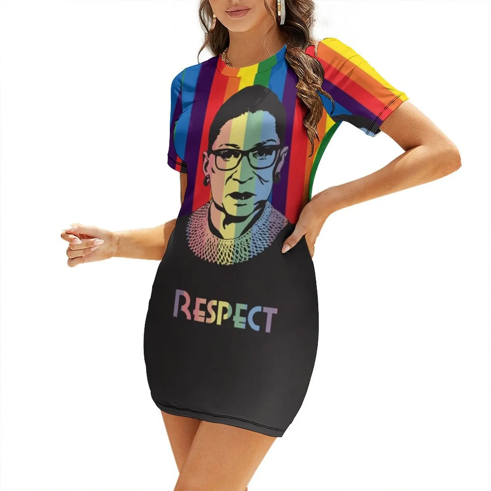 

RGB Respect Rainbow Short-Sleeved Dress dress party night party dresses woman