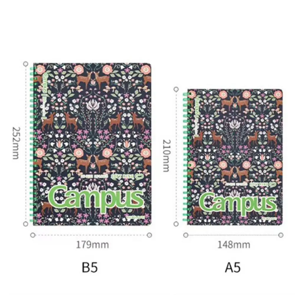 A5/B5 Soft Coil Notebooks 160 Pages Thick Paper Student Class Notebooks Floral Print Multifunction 180° Lay-Flat Notepad Student
