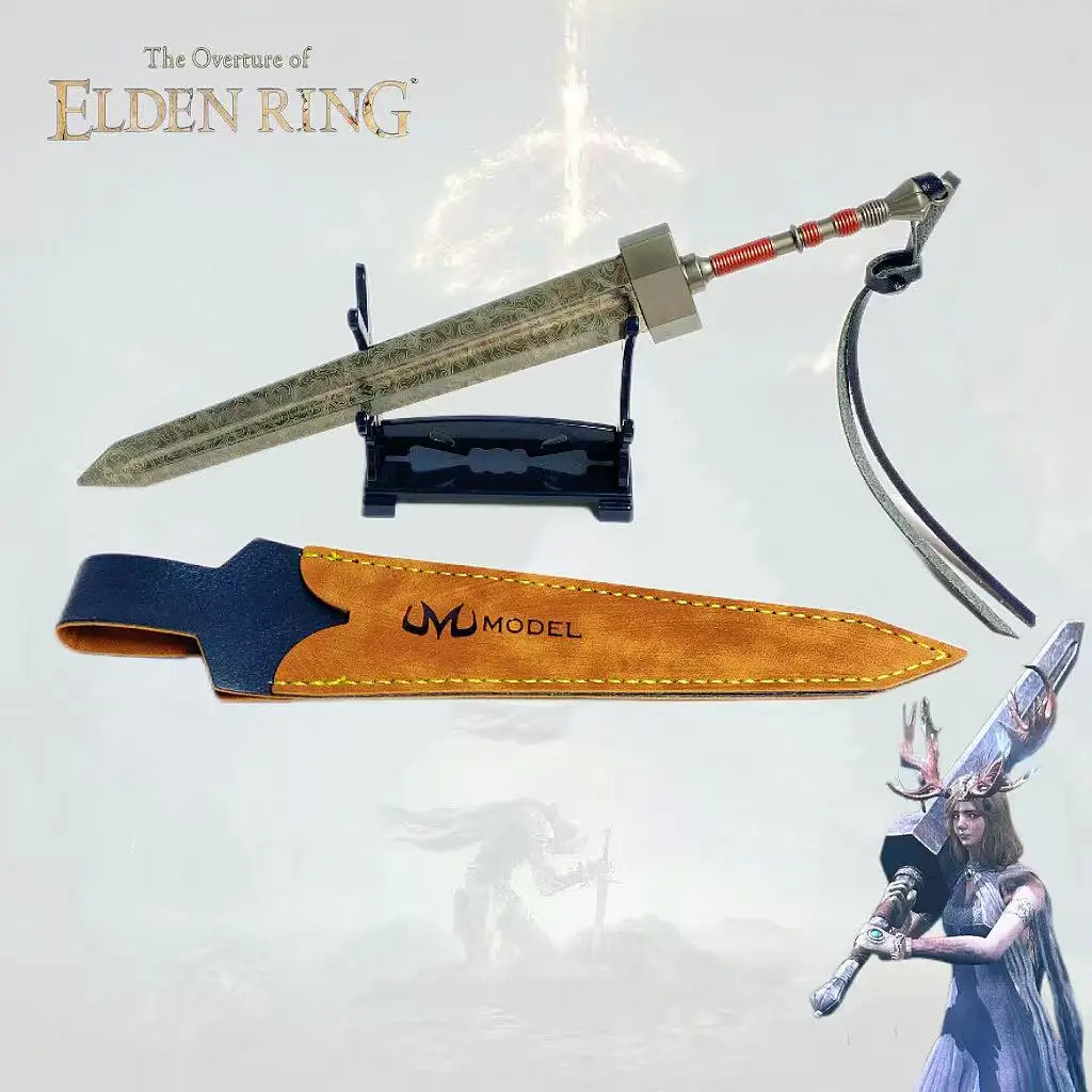 

8,7-дюймовый меч-зваихандер из цинкового сплава по мотивам Elden Ring, японская самурайская сабля, нож ниндзя, реквизит для косплея, безопасная игрушка, подарок, незаточенное лезвие