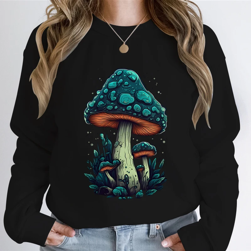 Mushroom Sweatshirt Vintage Phytology Pullover Women Long Sleeve Wild Fashion Trend Hoody Nature Mushroom Lover Outdoorsy Hoodie