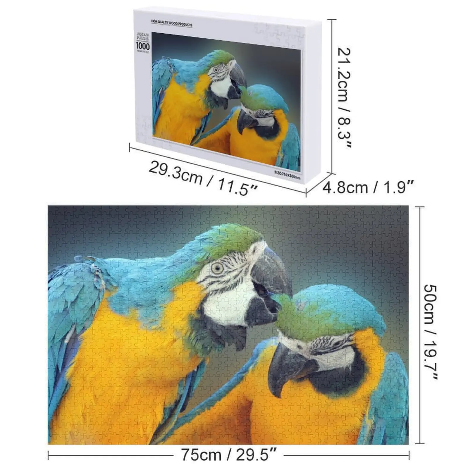 Love Forever - Um par de macaws Quebra-cabeça Diorama Acessórios Quebra-cabeça de presente personalizável