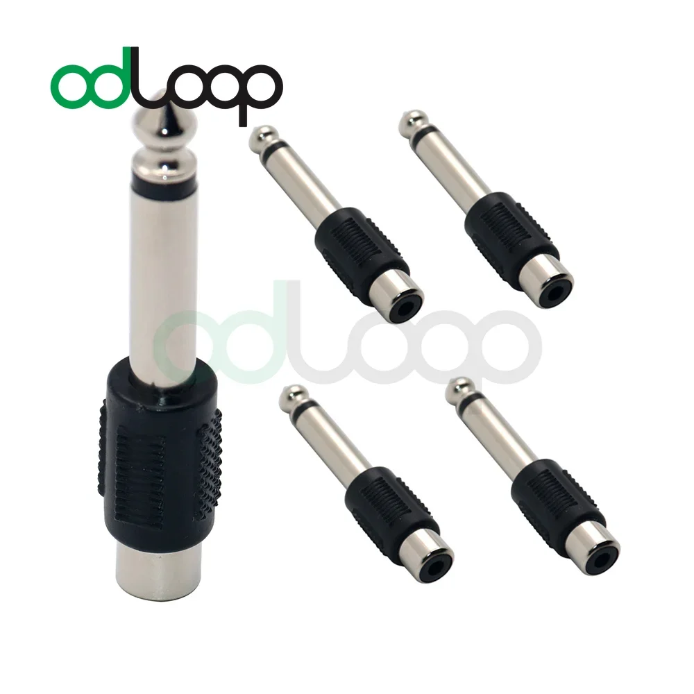 

ODLOOP 5-Pack RCA To 1/4" Audio Adapter, 6.35mm Mono Plug Male To RCA Female Connectors for Audio Device