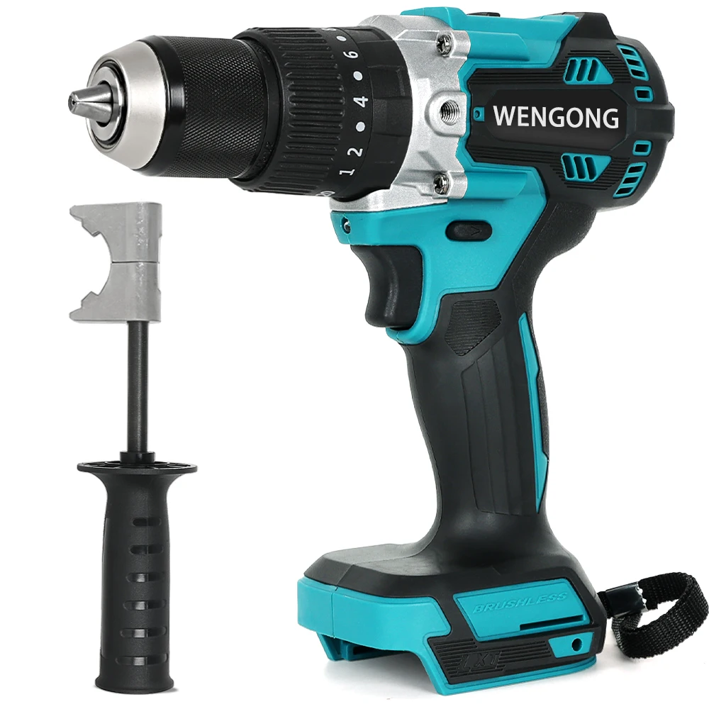 Furadeira Elétrica sem Escova Furadeira de Impacto sem Fio 20 +3 Torque Ferramentas Elétricas de Velocidades para Bateria Makita sem Bateria 18v 13 mm 150nm