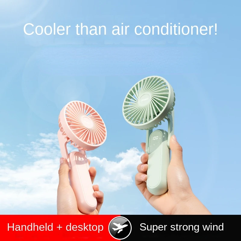 New 5000mah Quiet Electric Fan Mini Desk Fan Cooling USB Hand Rechargeable Portable Fan Folding Cooler Fans for Home For Xiaomi