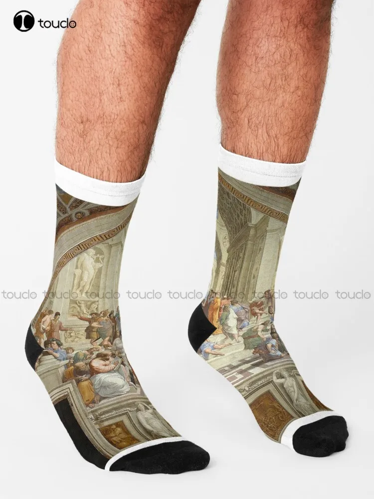 The School Of Athens, Italian Renaissance, Artist, Raphael. Socks Mens Funny Socks Unisex Adult Teen Youth Socks Gift Retro Art