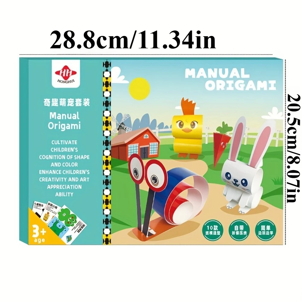 ชุดกระดาษโอริกามิ 3 มิติสำหรับเด็กพร้อมหนังสือคู่มือ ลายสัตว์เลี้ยง งานศิลปะและงานฝีมือ DIY สำหรับผู้เริ่มต้น ของเล่นเดินทาง ของขวัญเด็กชายเด็กหญิง