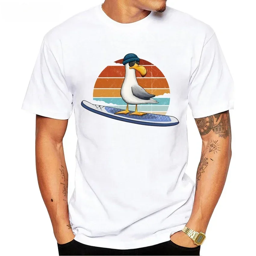 Boy Tops Stand Up Paddle Board Sport Mans White Tees New Summer Men Short Sleeve Paddle Boarding Heartbeat Print T-Shirts