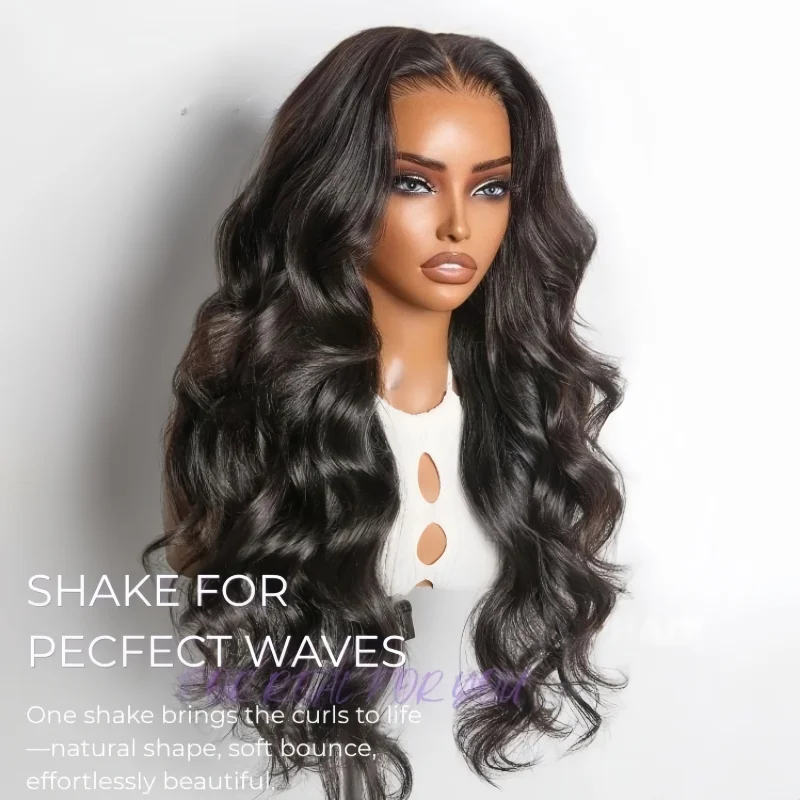 Pelucas delanteras de encaje 13x6, cabello humano de 200 de densidad, pelucas frontales de encaje HD con ondas corporales, cabello humano prearrancado, Frontal sin pegamento negro Natural W