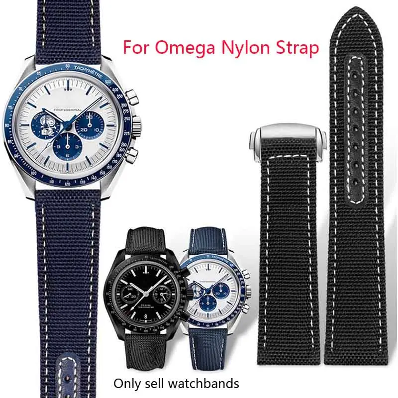 For Omega Speedmaster Snoopy 310 Canvas Cowhide Bottom Watch Strap 19mm 20mm New Seahorse AT150 Nylon Watch Straps