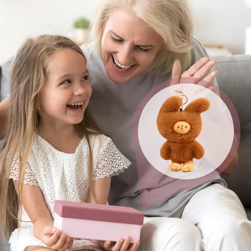 Orso borsa fascino coniglio abbigliamento orso auto chiave ciondolo chiave fascino portachiavi farcito portachiavi borsa ciondolo per le donne ragazze