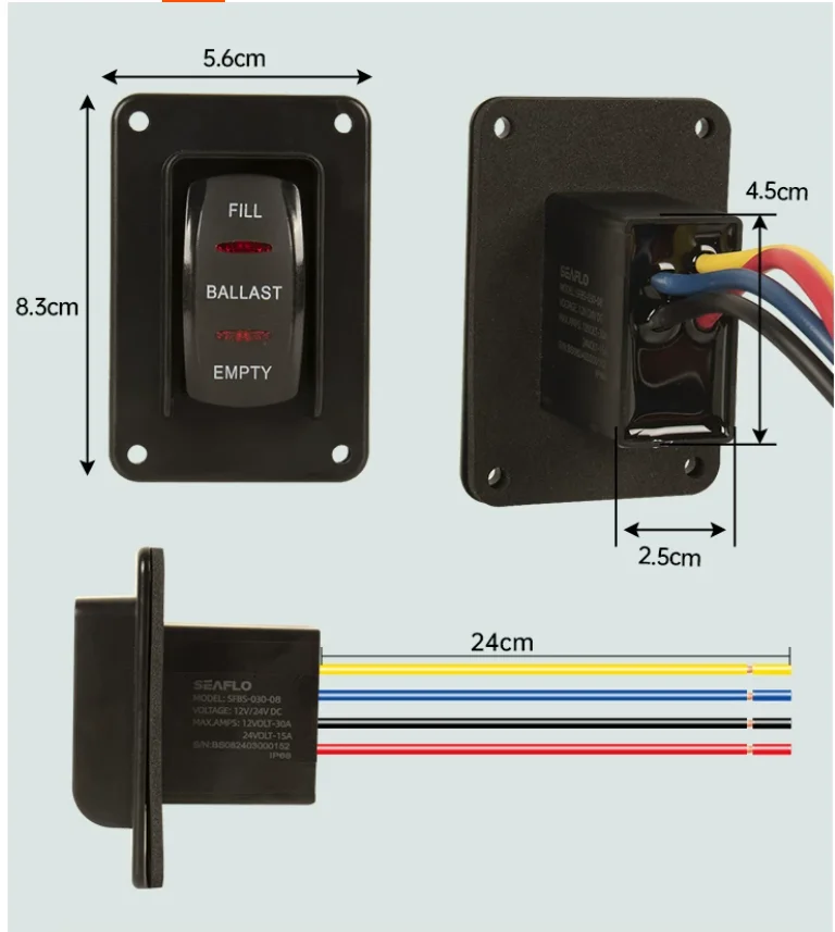 Seaflo DC motor forward and reverse control switch polarity reverse waterproof pump forward and reverse switch control accessori