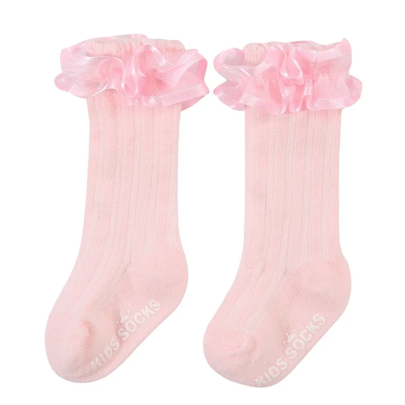 

0-12M Newborn Baby Girls Sweet Ankle Socks Spring Summer Cotton Blend Ruffled Trim Princess Socks for Party Wedding Travel