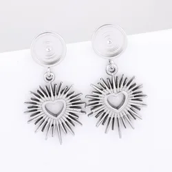 6pcs Stainless Steel Fit 8mm Round Cabochon Earring Base Blanks Studs With Charms Diy Bezel Settings For Jewelry Making
