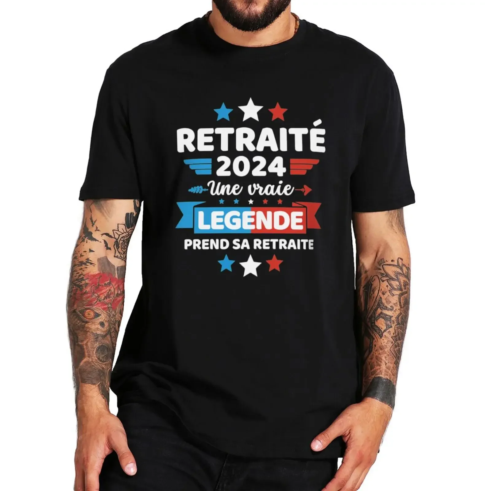 Vintage French Letter Retirement Retired Dad Gift T-shirts For Men Women  Retraite 2024 T Shirt  100% Cotton Unisex Tee Tops