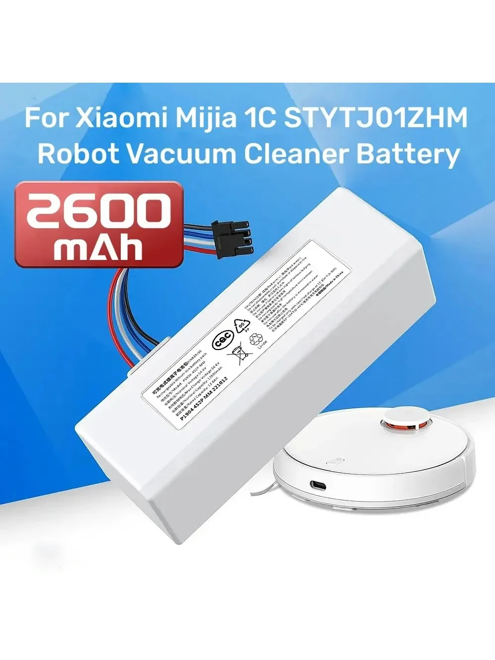 

14.4V 1C P1904-4S1P-MM Replacement Battery for Xiaomi Mijia Mi Vacuum Cleaner Sweeping Mopping Robot, Ensuring Stable Operation