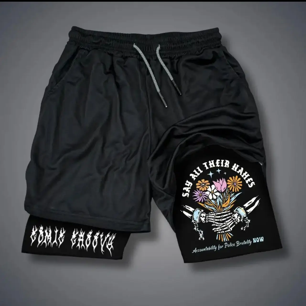 

Men's Printed Shorts 2-in-1 Sweatpants Sports Exercise Running Pants with Mobile Phone Pocket Breathable Quick Dry Men Clothing