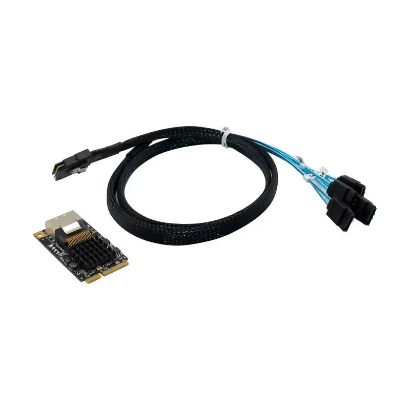 Mini PCIe to built-in 4-port SATA3 expansion card with 6Gbps support for black and white Synology