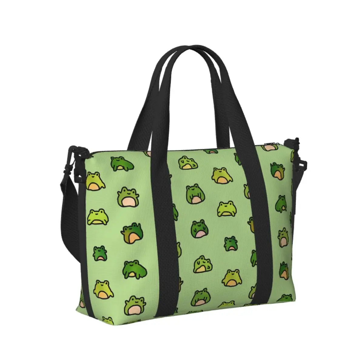 

Custom Frogs Doodle Beach Travel Bag Large Capacity Tote Bags for Gym Sport Women Shopping Duffle Shoulder Bag