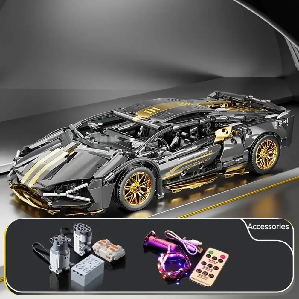 1314 Stuks Technologie 1:14 Zwart goud Supercar racing bouwstenen gemonteerd baksteen auto speelgoed cadeau voor jongens verjaardagscadeau