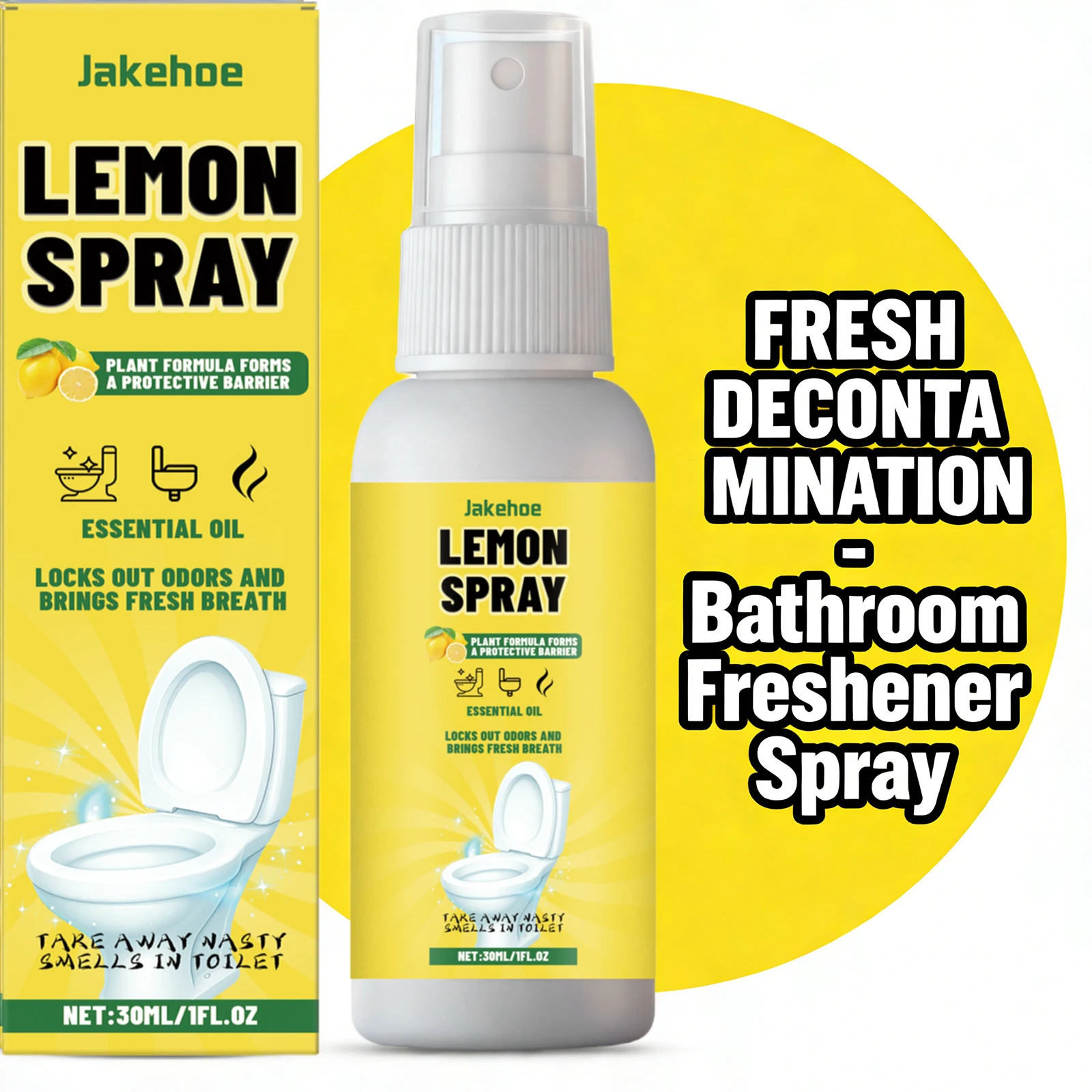 Spray para Inodoro con Aroma a Limón, Desodorizante, Desincrustante, Elimina Manchas, Aroma Fragante y Refrescante, Spray Desodorante para Inodoro